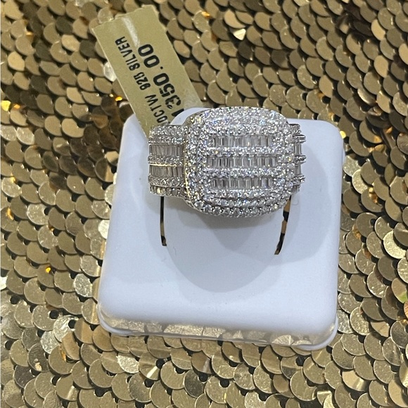 Men's Iced Out GRA Certified Diamond Ring VVS 14k White Gold Vermeil Moissanite - Picture 3 of 10